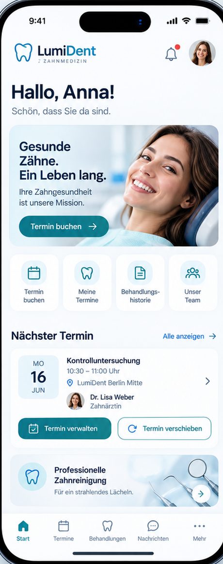 App-Design LumiDent Patienten-App