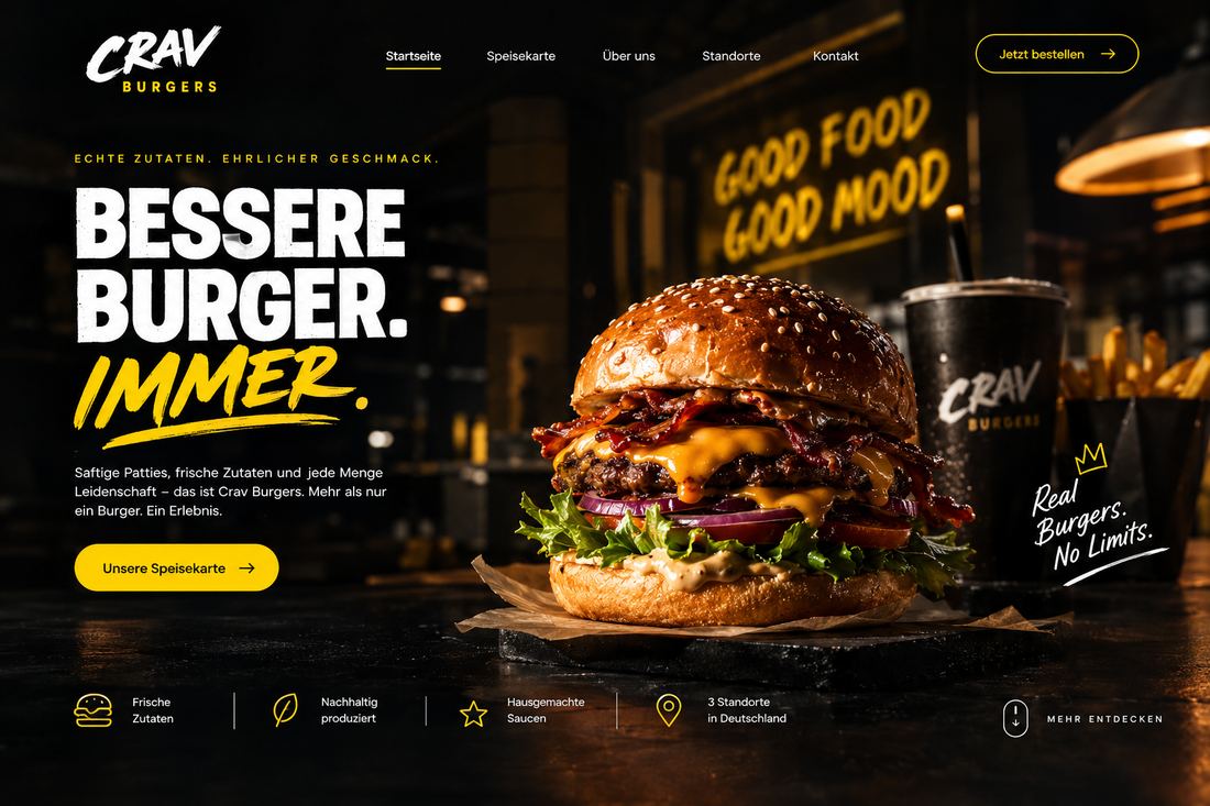 Websitegestaltung Crav Burgers